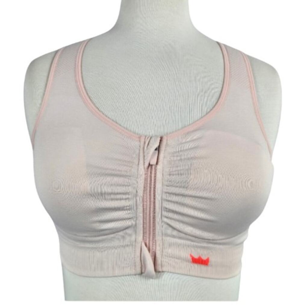 SheFit Lounge Bra Removable Pads Zip Garage Pink Size Small